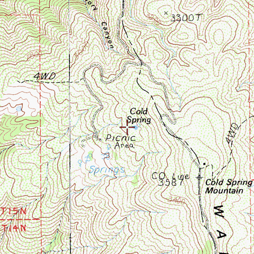 Topographic Map of Cold Spring, CA