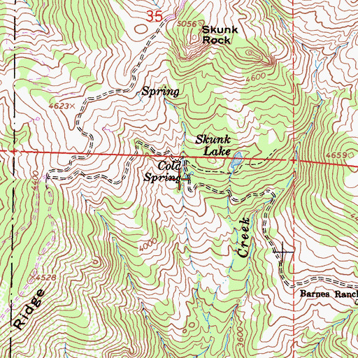 Topographic Map of Cold Spring, CA