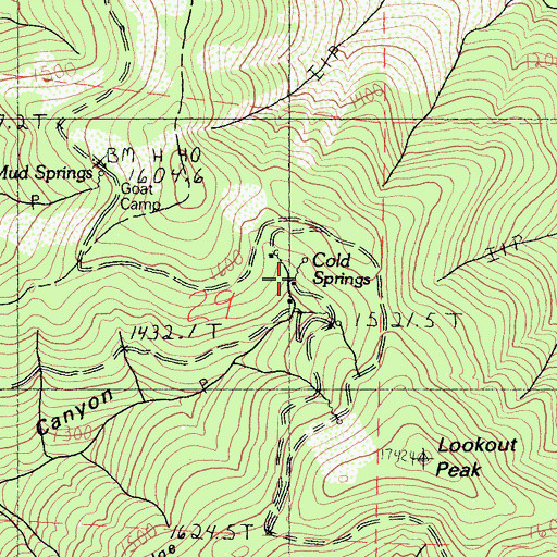 Topographic Map of Cold Springs, CA
