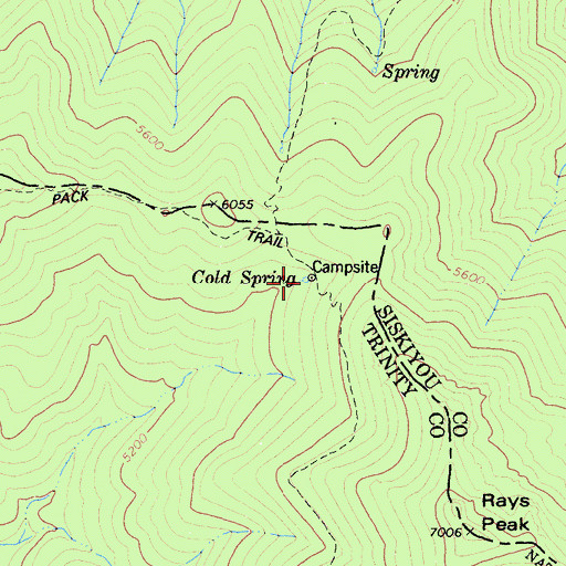 Topographic Map of Cold Spring, CA