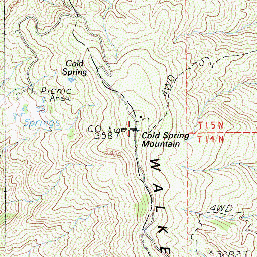 Topographic Map of Cold Spring Mountain, CA