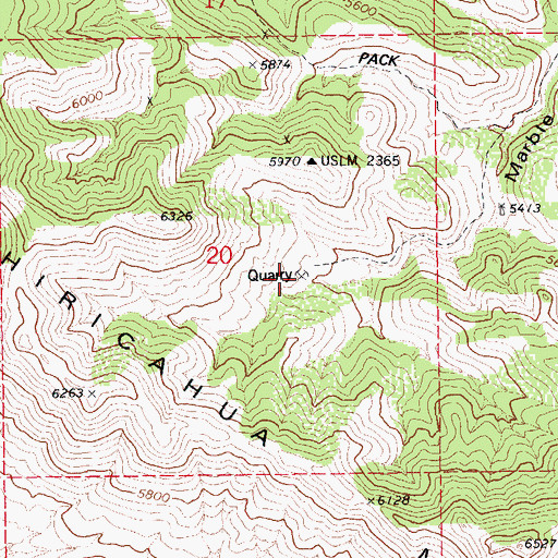 Topographic Map of Marble Quarry, AZ