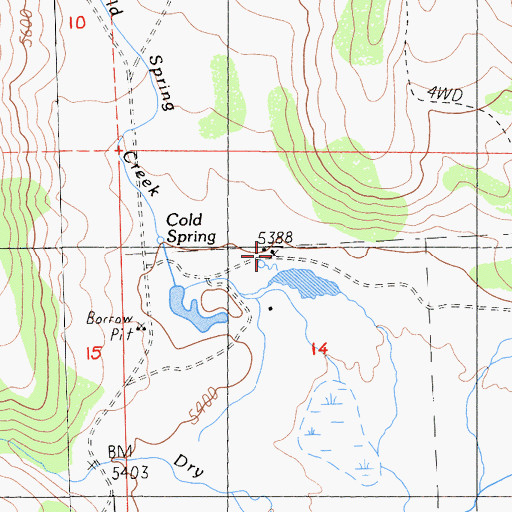 Topographic Map of Cold Spring Ranch, CA