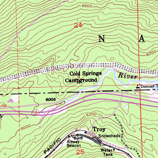 Topographic Map of Cold Springs Campground, CA