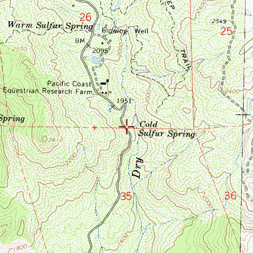 Topographic Map of Cold Sulphur Spring, CA