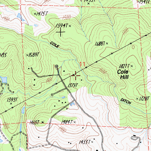 Topographic Map of Cole Ditch, CA