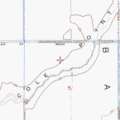 Topographic Map of Cole Point, CA