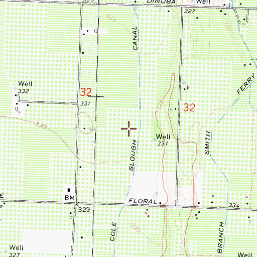 Topographic Map of Cole Slough Canal, CA