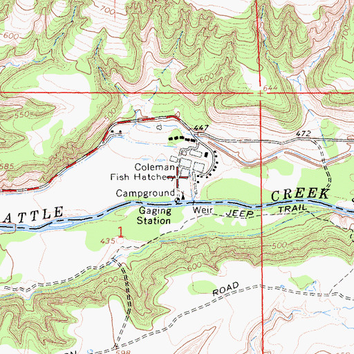 Topographic Map of Coleman National Fish Hatchery, CA