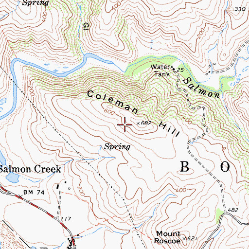 Topographic Map of Coleman Hill, CA