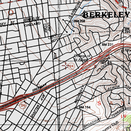 Topographic Map of Saint Alberts College, CA