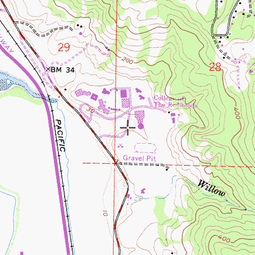 Topographic Map of College of the Redwoods - Eureka Campus, CA