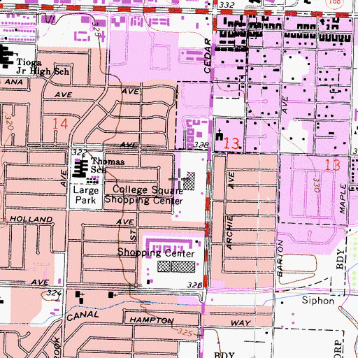 Topographic Map of College Square Shopping Center, CA