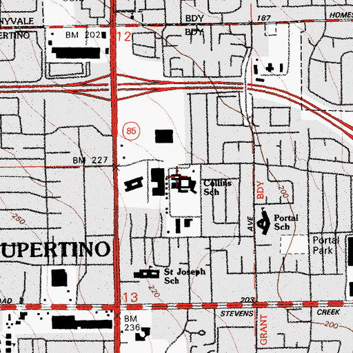 Topographic Map of Sam H Lawson Middle School, CA