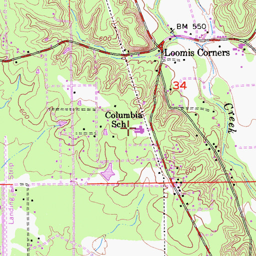 Topographic Map of Columbia Elementary School, CA
