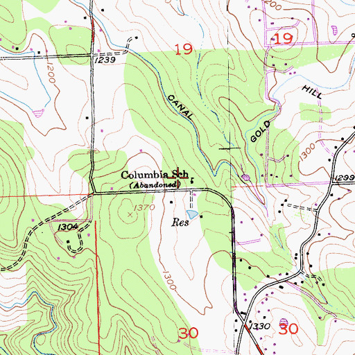 Topographic Map of Columbia School, CA