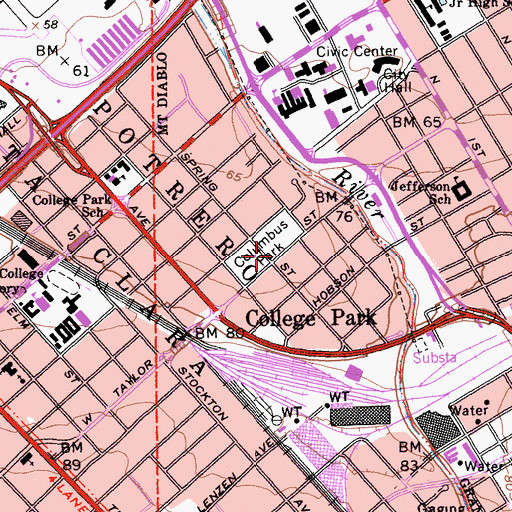 Topographic Map of Columbus Park, CA