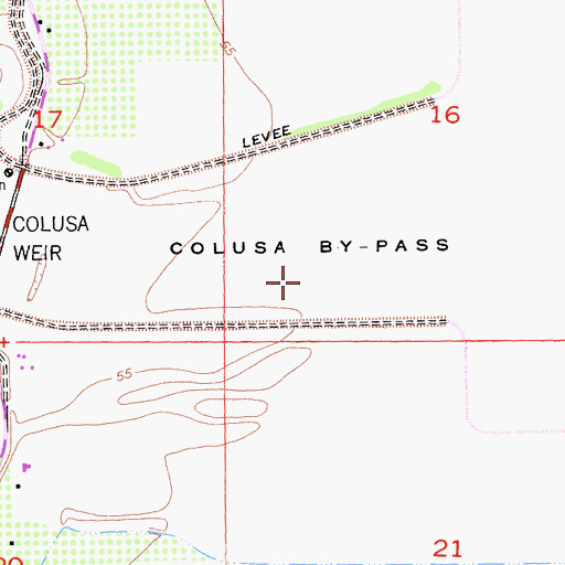 Topographic Map of Colusa By-Pass, CA