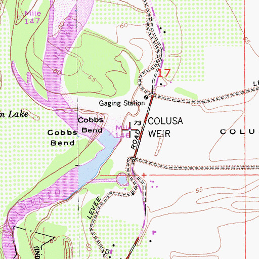Topographic Map of Colusa Weir, CA