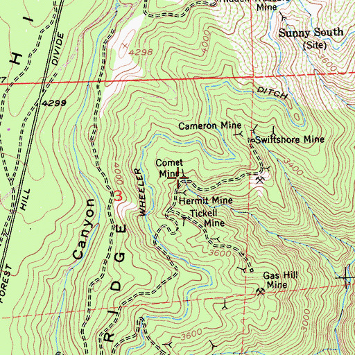 Topographic Map of Comet Mine, CA