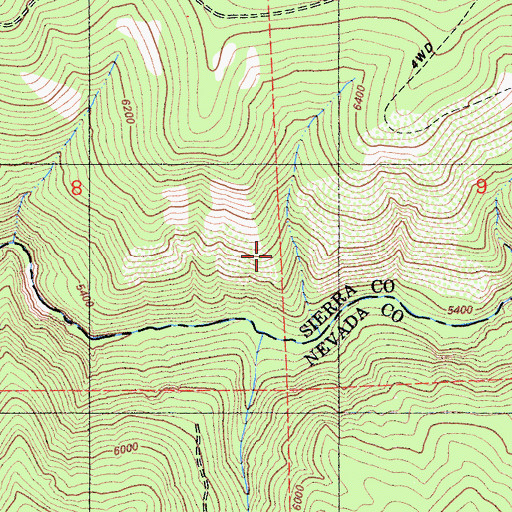 Topographic Map of Commodore Mine, CA