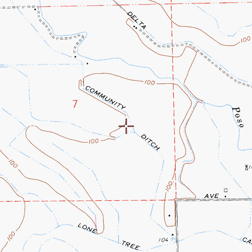 Topographic Map of Community Ditch, CA