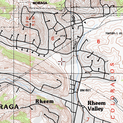 Topographic Map of Campolindo High School, CA