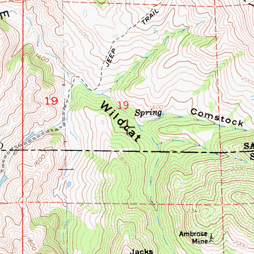 Topographic Map of Comstock Canyon, CA