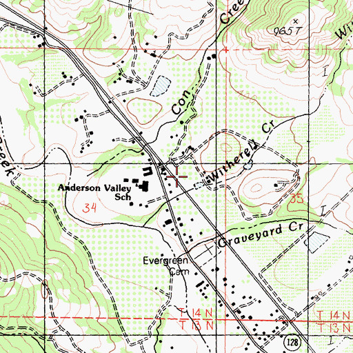 Topographic Map of Con Creek School, CA