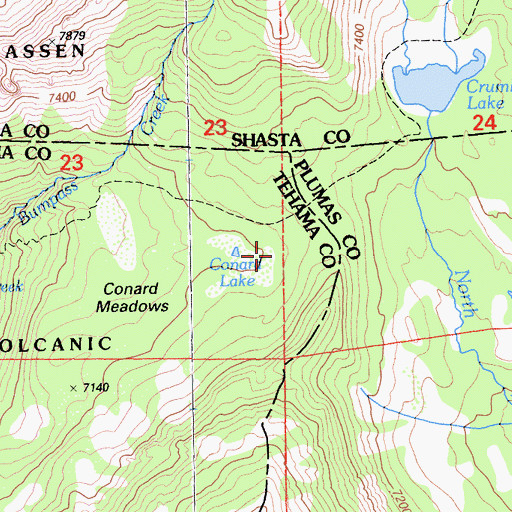 Topographic Map of Conard Lake, CA
