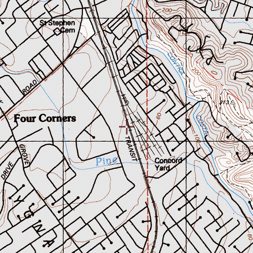 Topographic Map of Concord Yard, CA