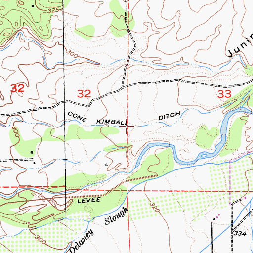 Topographic Map of Cone Kimball Ditch, CA