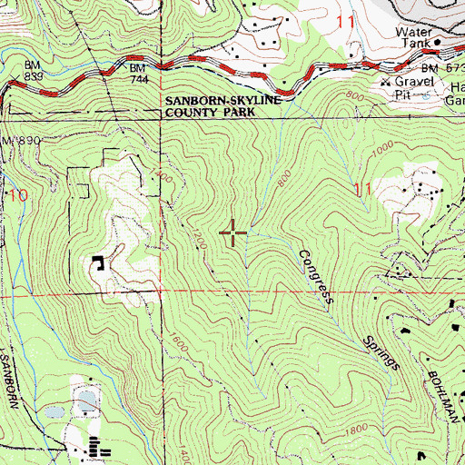 Topographic Map of Congress Springs Canyon, CA
