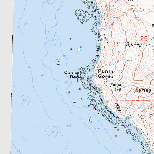 Topographic Map of Conical Rock, CA