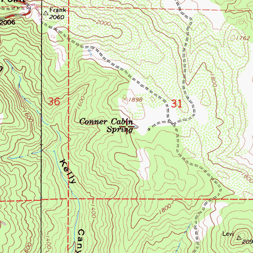 Topographic Map of Conner Cabin Spring, CA