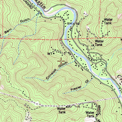 Topographic Map of Consolli Gulch, CA