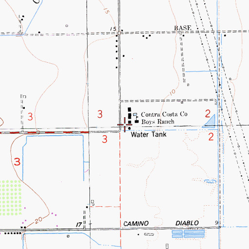 Topographic Map of Contra Costa County Boys Ranch, CA