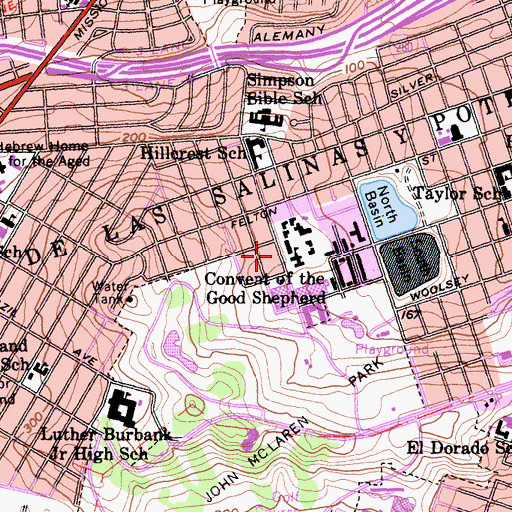 Topographic Map of Convent of the Good Shepherd, CA
