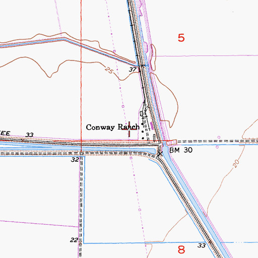 Topographic Map of Conway Ranch, CA