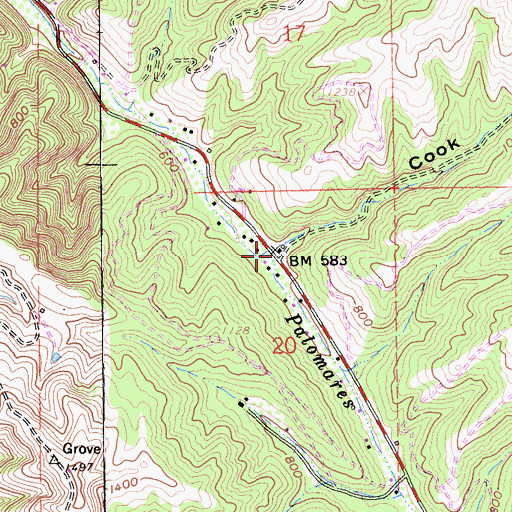 Topographic Map of Cook Canyon, CA