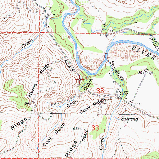 Topographic Map of Cook Gulch, CA