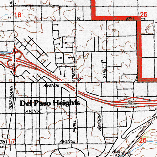 Topographic Map of Vista Nueva High School, CA