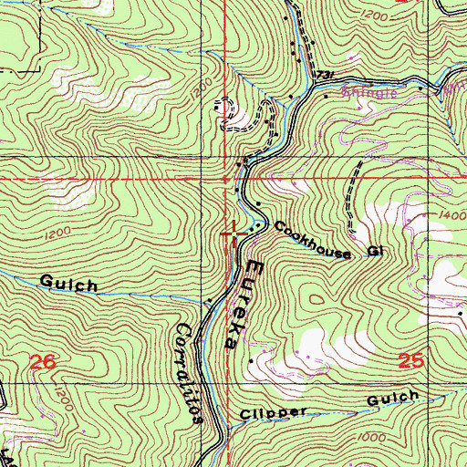 Topographic Map of Cookhouse Gulch, CA
