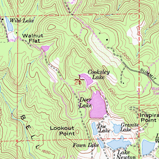 Topographic Map of Cooksley Lake, CA
