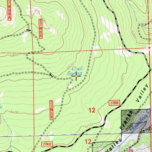 Topographic Map of Cool Spring, CA