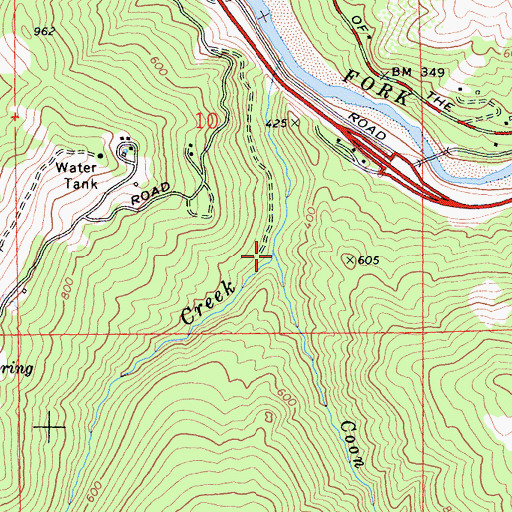Topographic Map of Coon Creek, CA