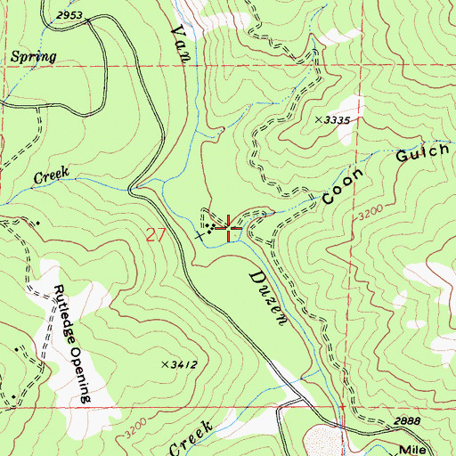 Topographic Map of Coon Gulch, CA