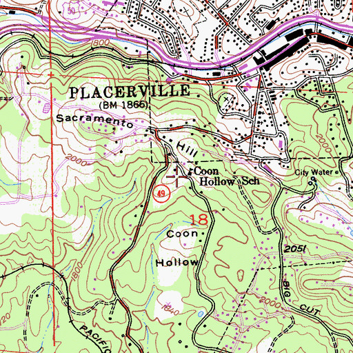 Topographic Map of Coon Hollow School, CA