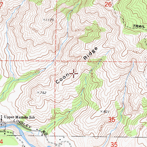 Topographic Map of Coon Ridge, CA