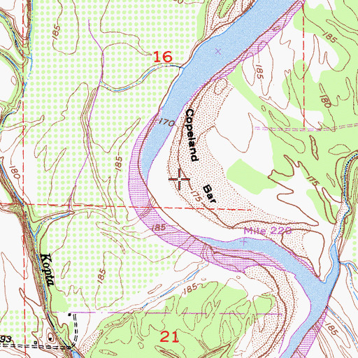 Topographic Map of Copeland Bar, CA